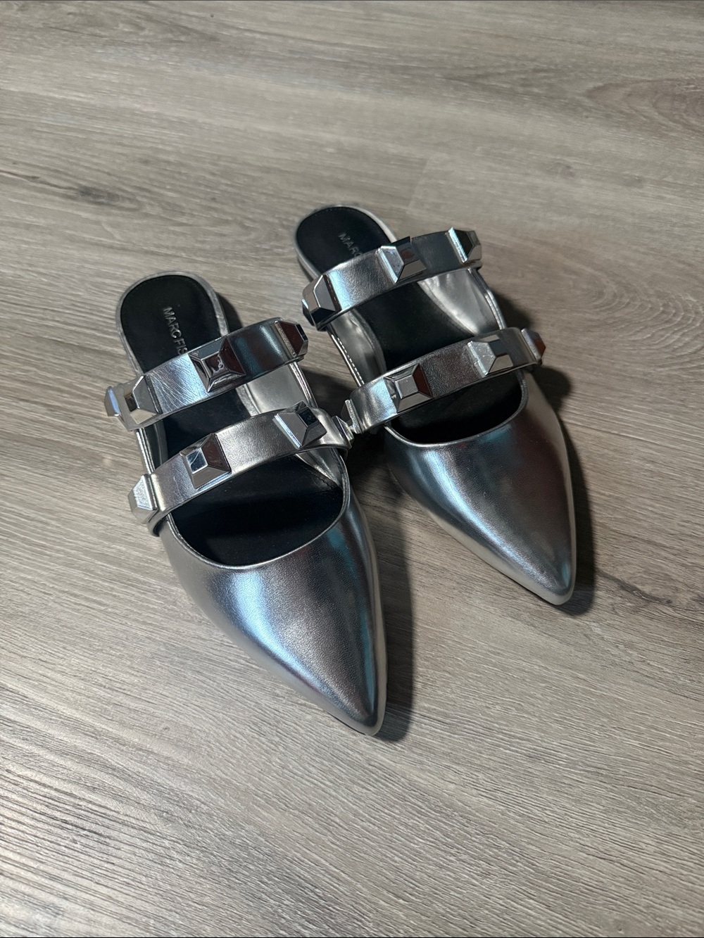 Marc Fisher Silver Studded Pointed Mule